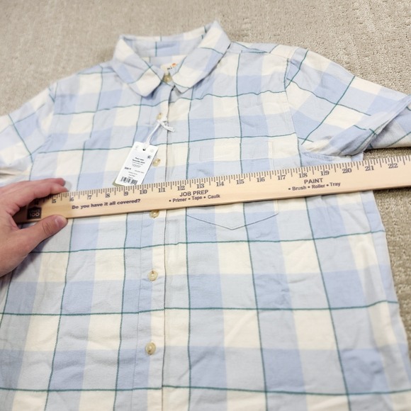 Marine Shirt Women Medium Monterey Flannel Button Up Plaid Cotton Minimal - Picture 5 of 9